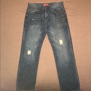 Arizona Mens Distressed Slim Straight Jeans